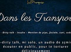 Hey, listen to this french tease with dirty talk in public while crossdressing and masturbating