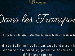 Hey, listen to this french tease with dirty talk in public while crossdressing and masturbating