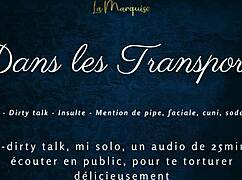 Hey, listen to this french tease with dirty talk in public while crossdressing and masturbating