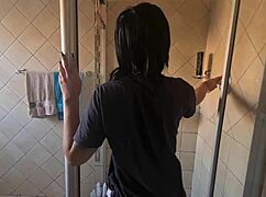 Revealing pierced nipples in the shower