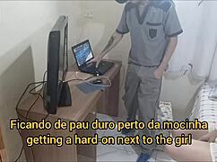 Redhead alone at home caught with creepy repairman on hidden cam