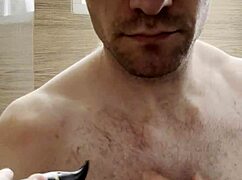 i trim my sweaty hairy armpits, chest, and arms after the gym for a photoshoot behind the scenes