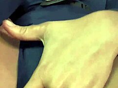 A sexy latina in military costume pauses her homemade solo to get natural tits covered in cum.