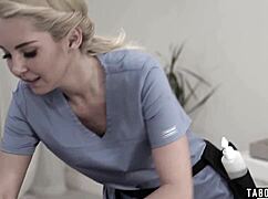 Teen blonde tricked into banging by masseuse and creepy husband