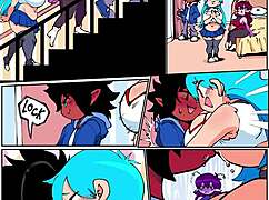 Threeway linkup in fnf porn comic with group threesome action