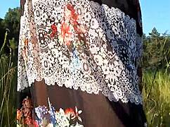 Hairy mature showing off on a nudist beach today