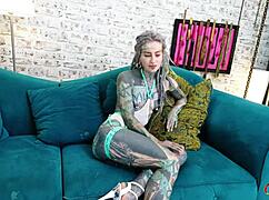 Anuskatzz stars in a rough anal sex casting with her split tongue tattoo