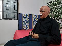 grandpa's jerking off, pulling out his big cock 😈 first time roleplay feels so naughty.