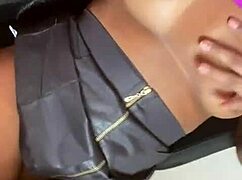 showing my natural tits outdoors in lingerie