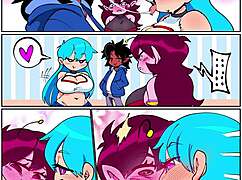 Threeway linkup in fnf porn comic with group threesome action