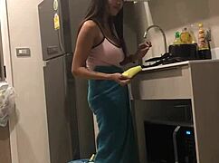 In thailand, this asian girl shows off her big boobs casually