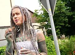 Anuskatzz stars in a rough anal sex casting with her split tongue tattoo