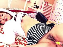 Petite Japanese Step-Sister Caught Masturbating and Seduced for First Blowjob in Miniskirt