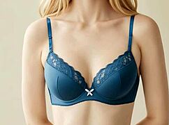 cute lingerie models posing barefoot