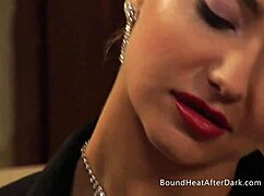 Blonde Teen Slave in Leather Panties for Femdom Winner