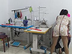 i flash my ass during intense massage in the sewing workshop