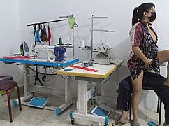 i flash my ass during intense massage in the sewing workshop