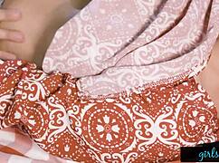 kristen scott from girlsway masturbates while fantasizing about licking and fingering girls' natural tits in outdoor lesbian group