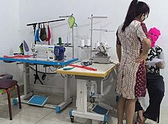 i flash my ass during intense massage in the sewing workshop