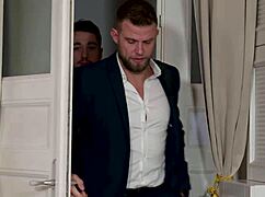 seductive cleaner candie luciani tempts businessmen into deepthroat dp fucking by the pool