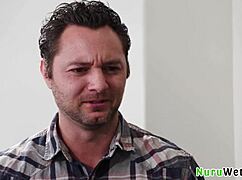 sensual teen 18+ masseuse xxlayna marie pours nuru gel on naked brad sterling