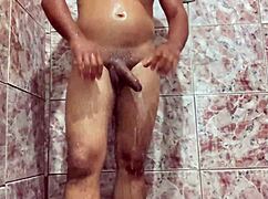 Golden shower fun as I shave my whole sack