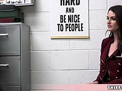 elegant and beautiful brunette chick caught shoplifting with tits and ass