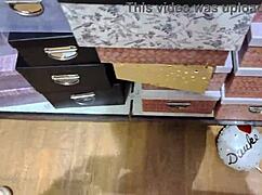 risky german handjob in public shop with big cock