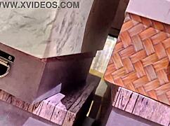 risky german handjob in public shop with big cock