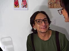 We tease the shy guy for his big cock?