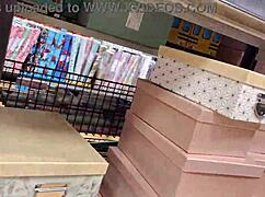 risky german handjob in public shop with big cock