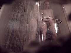 amateur couple in the shower, horny european blonde bathing with husband for cumshot
