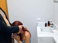 Hey, stepdaughter, getting slammed in the bathroom like that?