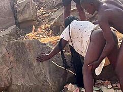 we hiked to mountain top for quick fuck