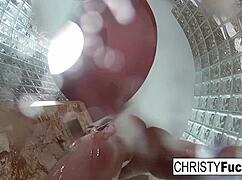 i'm having hot shower fun with christy and dahlia, oh yeah!