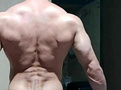 Strong muscular man invites you to subscribe