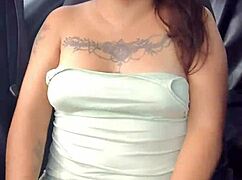 Horny Mexican Babe Flashes Her Tits And Panties In The Car On The Highway.