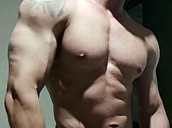 Strong muscular man invites you to subscribe