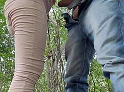 Weekend adventure with neighbor in woods