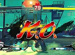 Novinha ninja cvičí karate so svojím študentom na ulici