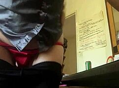 French Amateur Bent Over In Satin Thong Leather Pants Doggystyle 1974