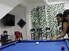 Hermanastro tricks Latina hermanastra into billar and banging! 😈