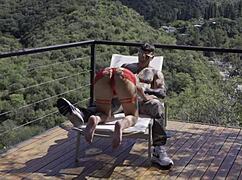 My wife shocks me wearing fiery red lingerie in a hidden forest spot