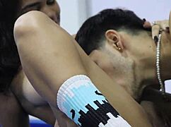 Hermanastro tricks Latina hermanastra into billar and banging! 😈