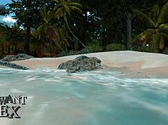 Pornstar explores sexy paradise with ripped clothes