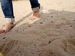 Exciting beach walk leads to passionate cock insertion with busty brunette