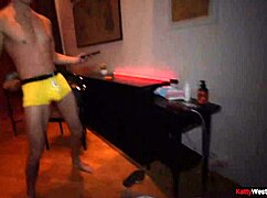 Rough sex with horny brunette at party