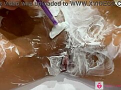 i love shaving my pussy close up, beautiful blonde with natural tits in pov.