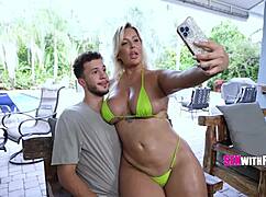 My extra curvy step aunt in bikini wants to show her huge tits and ass 😏