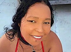 Submissive milf DOMINATED outdoors on rooftop with FACIAL and BLOWJOB